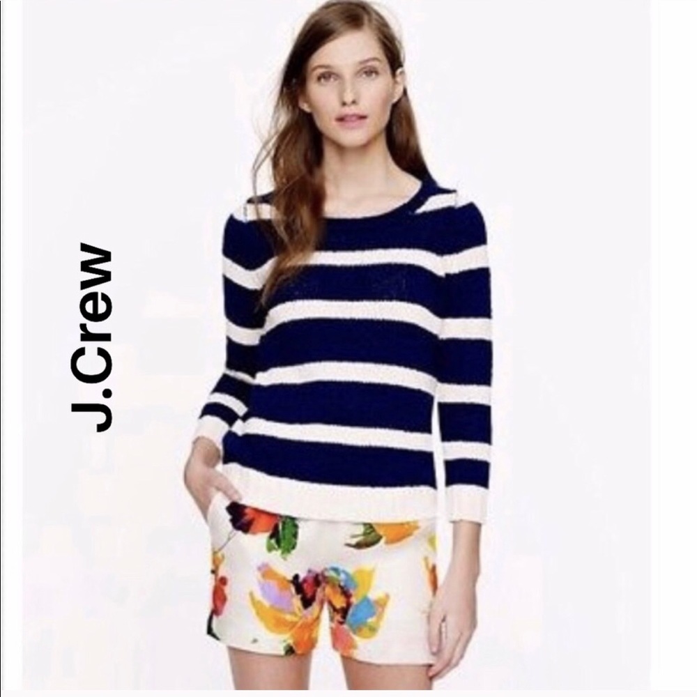 J. Crew striped nautical blue ivory cream knit sweater